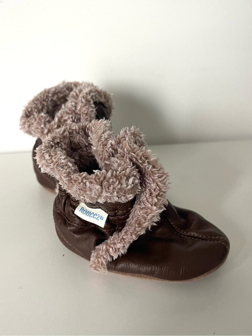 Robeez Brown Boots with Cream Faux-Fur Cuffs